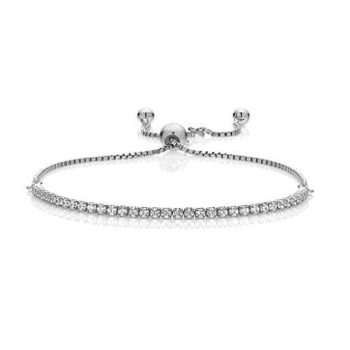 AKA Gioielli® - Tennis Armband Damen 925 Silber Rhodiniert mit Cubic Zirkonia im Diamantschliff, verstellbare Länge von AKA Gioielli