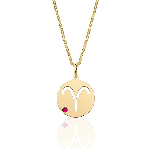 AKA Gioielli® - Widder Sternzeichen Kette Silber 925 Vergoldet mit Widder Sternzeichen Anhänger für Damen von AKA Gioielli