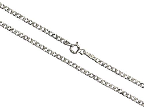 Aka Gioielli® - Damen Herren Halskette 925 Sterling Silber Rhodiniert - Diamantierte Panzerkette 2.3 mm - Längen: 55 cm von AKA Gioielli