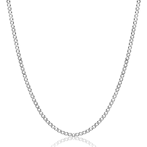 Aka Gioielli® - Damen Herren Halskette 925 Sterling Silber Rhodiniert - Diamantierte Panzerkette 2.8 mm - Längen: 45 cm von AKA Gioielli