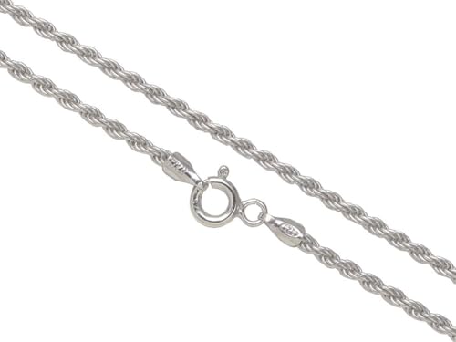 Aka Gioielli® - Damen Herren Halskette 925 Sterling Silber Rhodiniert - Kordelkette 2 mm - Längen: 40 cm von AKA Gioielli