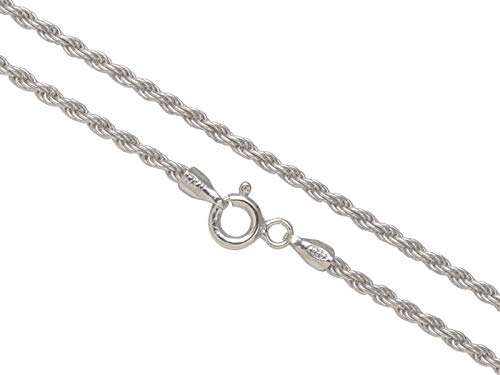Aka Gioielli® - Damen Herren Halskette 925 Sterling Silber Rhodiniert - Kordelkette 2 mm - Längen: 50 cm von AKA Gioielli