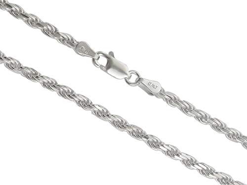 Aka Gioielli® - Damen Herren Halskette 925 Sterling Silber Rhodiniert - Kordelkette 2.8 mm - Längen: 45 cm von AKA Gioielli