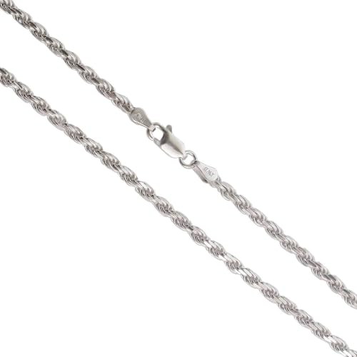 AKA Gioielli® - Damen Herren Kette Silber 925 Echt - 3mm Silberkette 925 ohne anhänger - 45 cm lang von AKA Gioielli