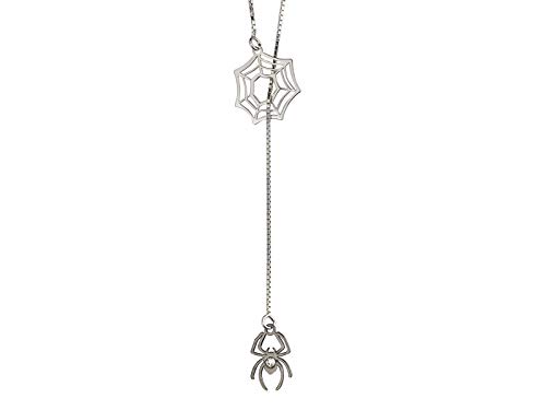 AKA Gioielli® - Damen Anhänger Spinne und Spinnennetz 925 Sterling Silber und Swarovski Kristalle, Kette Halloween verstellbar bis 70 cm von AKA Gioielli