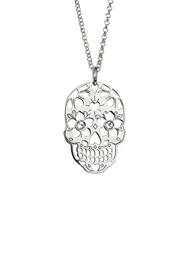 Aka Gioielli® - Totenkopf Kette Damen 925 Sterling Silber Rhodiniert mit Swarovski Kristalle, Mexikanische Skull Anhänger von AKA Gioielli