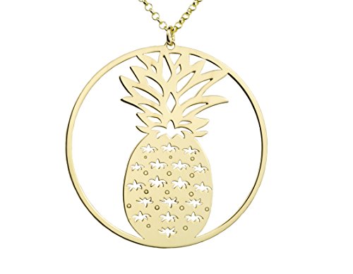 Aka Gioielli® - Damen Ananas Kette Sterling Silber 925 Goldene mit Vergoldet Groß Anhänger von AKA Gioielli