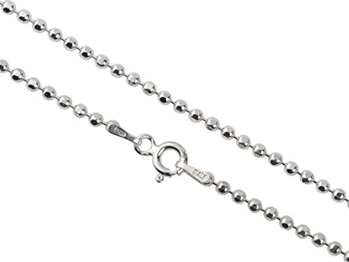 AKA Gioielli® - Damen Kette 925 Sterling Silber Rhodiniert - Diamantierte Glitzer Kugelkette 2 mm - 45 cm lang von AKA Gioielli