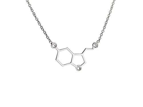 Aka Gioielli® - Damen Kette Glück mit Serotonin Molekül Anhänger aus Sterling Silber 925 Rhodiniert mit Swarovski Kristalle für Mädchen von AKA Gioielli