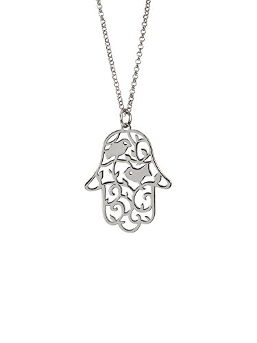 Aka Gioielli® - Fatimas Hand Kette Sterling Silber 925 Rhodiniert, Hamsa Anhänger mit kleinen Vögeln von AKA Gioielli