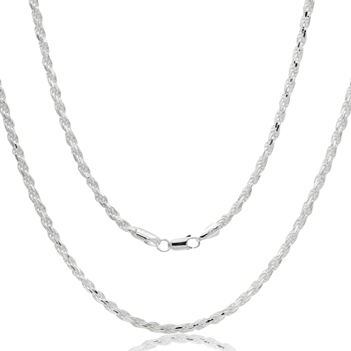 Aka Gioielli® - Herren Damen Halskette 925 Sterling Silber - Kordelkette 3.8 mm - Längen: 60 cm von AKA Gioielli