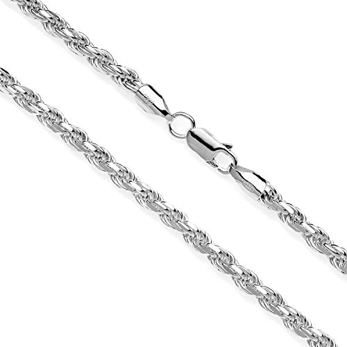 Aka Gioielli® - Herren Damen Halskette 925 Sterling Silber - Kordelkette 3.8 mm - Längen: 90 cm von AKA Gioielli