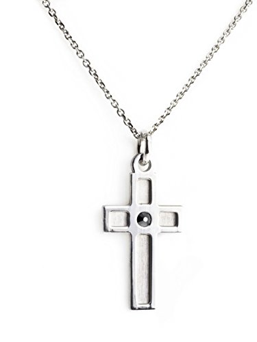 Aka Gioielli® - Kreuz Kette 925 Sterling Silber Rhodiniert mit Swarovski Hämatit Kristall, kreuz anhänger kommunion von AKA Gioielli