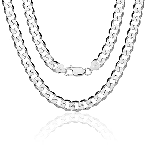 Aka Gioielli® - Panzerkette Cuban Link Chain 7.8mm 925 Silberkette - Herren Damen Halskette - Länge 50 cm von AKA Gioielli