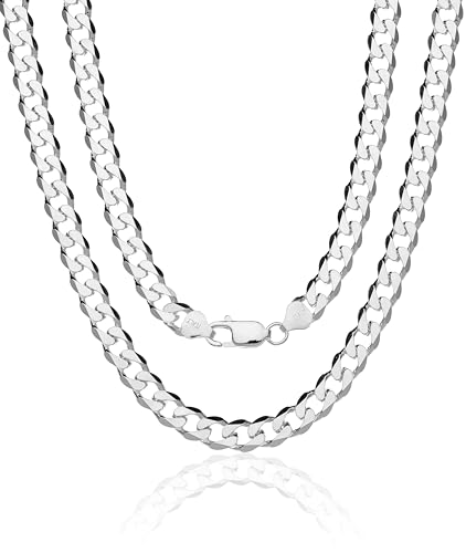 AKA Gioielli® - Panzerkette Cuban Link Chain 8mm 925 Silberkette - Herren Damen Halskette - Länge 50 cm von AKA Gioielli