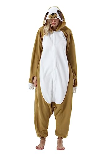 AKAAYUKO Damen Herren Karneval Kostüm Pyjama Weihnachten Tiere Onesie Halloween Jumpsuit Schlafanzug Faschingskostüme Overall Nachtwäsche Faultier von AKAAYUKO