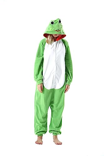 AKAAYUKO Damen Herren Karneval Kostüm Pyjama Weihnachten Tiere Onesie Halloween Jumpsuit Schlafanzug Faschingskostüme Overall Nachtwäsche Frosch von AKAAYUKO