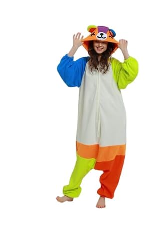 AKAAYUKO Damen Karneval Kostüm Pyjama Herren Weihnachten Halloween Jumpsuit Schlafanzug Tiere Onesie Overall Nachtwäsche Faschingskostüme Naht-Bär von AKAAYUKO