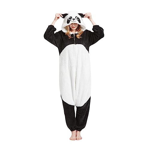 AKAAYUKO Damen Karneval Kostüm Pyjama Herren Weihnachten Halloween Jumpsuit Schlafanzug Tiere Onesie Overall Nachtwäsche Faschingskostüme Panda-BJR von AKAAYUKO