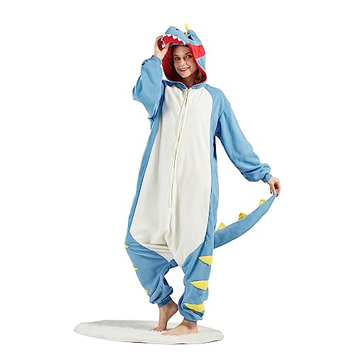 AKAAYUKO Damen Karneval Kostüm Pyjama Herren Weihnachten Halloween Jumpsuit Schlafanzug Tiere Onesie Overall Nachtwäsche Faschingskostüme Tyrannosaurus rex von AKAAYUKO