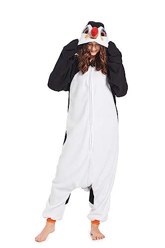 AKAAYUKO Jumpsuit Schlafanzug Tiere Onesie Pyjama Karneval Kostüm Weihnachten Halloween Faschingskostüme Jumpsuit Schlafanzug Overall Nachtwäsche Damen Herren Papageientaucher von AKAAYUKO