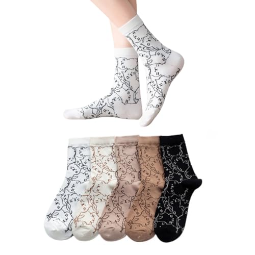 AKAMAS 5 Paar Damen Lustige Tier Socken,Niedliche Süße Cartoon Katze Muster Crew Socken,Atmungsaktive Baumwollsocken Sportsocken,Weiche Gestrickte Bunte Freizeit Socken,Geschenke Mädchen A von AKAMAS