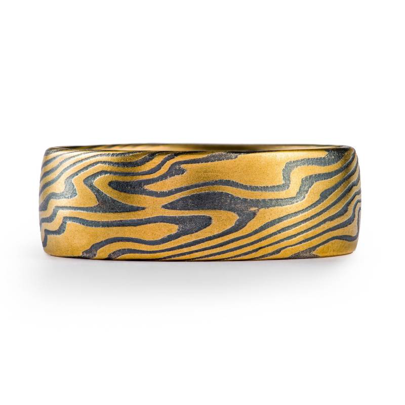 Mokume Gane 18Kt Gelbgold Ehering Im Twist Muster von AKAMokume