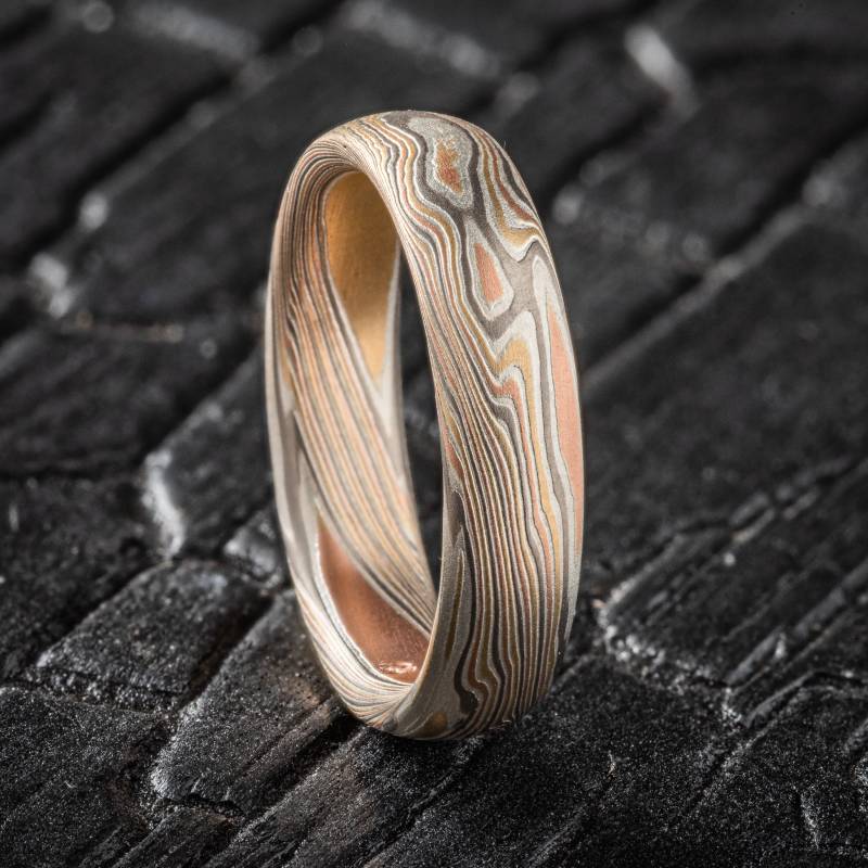 Leichter Rustikaler Mokume Gane Ring in Twist Muster von AKAMokume