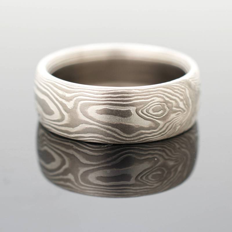 Mokume Gane Ring Ehering Woodgrain Muster Esche Palette von AKAMokume