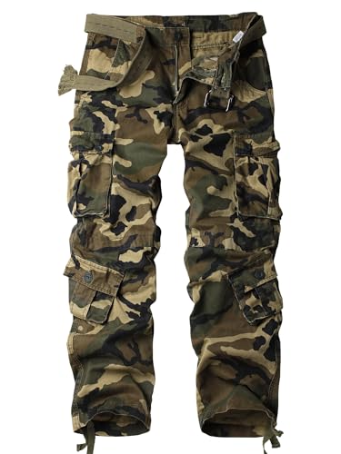 AKARMY Cargo-Arbeitshose für Herren, aus Baumwolle, lässig, taktisch, Militär, wilde Ripstop-Hose mit mehreren Taschen, Caoyuan Camo-08, 52 von AKARMY