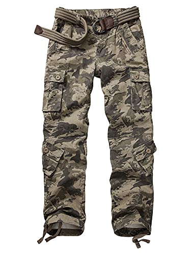 AKARMY Damen-Cargohose mit Taschen, Freizeithose, Ripstop, Camouflage, Militär, Kampf, Bauarbeitshose, Wasserspray Camo-1, 50 von AKARMY