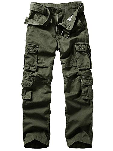 AKARMY Militärische taktische Arbeitshose für Herren, Cargohose, legere Baumwolle, lockere Passform, Hose mit mehreren Taschen, K18 armygreen, 52 von AKARMY
