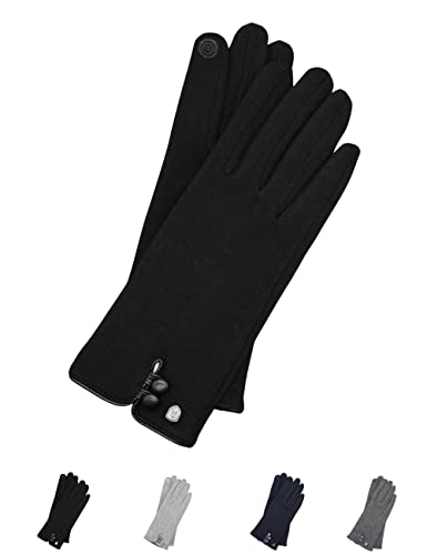 AKAROA ESTD 2019 Damen Handschuhe KEA, Touchscreen Handschuhe, extra weiches Teddyfutter, elastisches Jerseymaterial, 100% vegan, schwarz M/L von AKAROA ESTD 2019