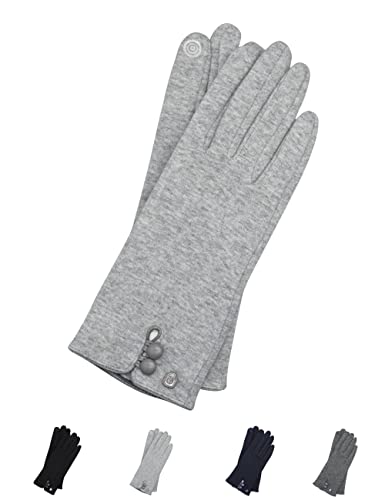 AKAROA ESTD 2019 Damen Handschuhe KEA, Touchscreen Handschuhe, extra weiches Teddyfutter, elastisches Jerseymaterial, 100% vegan, hellgrau melange S-M von AKAROA ESTD 2019