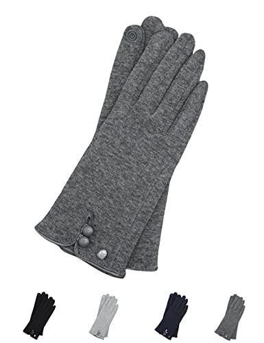 AKAROA ESTD 2019 Damen Handschuhe KEA, Touchscreen Handschuhe, extra weiches Teddyfutter, elastisches Jerseymaterial, 100% vegan, anthrazit M/L von AKAROA ESTD 2019