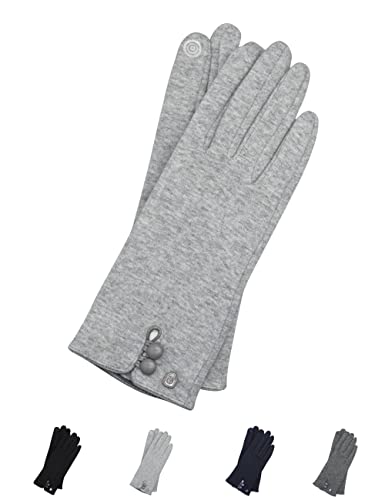 AKAROA ESTD 2019 Damen Handschuhe KEA, Touchscreen Handschuhe, extra weiches Teddyfutter, elastisches Jerseymaterial, 100% vegan, hellgrau melange M/L von AKAROA ESTD 2019