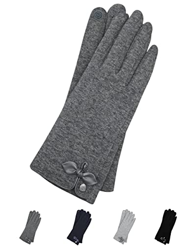 AKAROA ESTD 2019 Damen Handschuhe Liz, Touchscreen Handschuhe, extra weiches Teddyfutter, elastisches Jerseymaterial, 100% vegan, anthrazit, M/L von AKAROA ESTD 2019