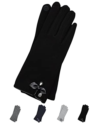 AKAROA ESTD 2019 Damen Handschuhe Liz, Touchscreen Handschuhe, extra weiches Teddyfutter, elastisches Jerseymaterial, 100% vegan, schwarz XL von AKAROA ESTD 2019