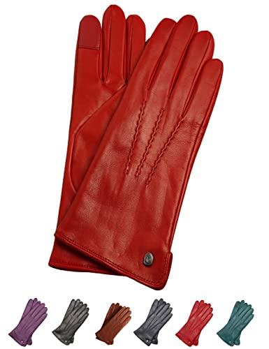 AKAROA ESTD 2019 Lederhandschuhe Damen ANN, Touchscreen Funktion, italienisches Leder, recyceltes Strickfutter aus 50% Kaschmir und 50% Wolle, 4 Größen S - XL, schwarz, S - 7 von AKAROA ESTD 2019