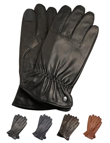 AKAROA ESTD 2019 Lederhandschuhe Herren TIM2, Touchscreen Funktion, italienisches Leder, recyceltes Strickfutter aus 50% Kaschmir und 50% Wolle, 5 Größen S - XXL, schwarz, XXL-10,5 von AKAROA ESTD 2019
