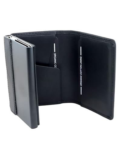 AKAROA – Kartenetui Slim Wallet Herren Rindsleder Pelle2 – Popup Cardholder mit Kartenauswurf & Münzfach 7x10cm - Geldbeutel mit RFID-Schutz - Mit Schein- & Kartenfächern, Magnetverschluss – Schwarz von AKAROA ESTD 2019
