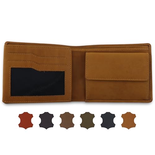 AKAROA – Trifold Geldbörse Herren echtes Rindsleder Quinn – Portmonee Herren 11,5x9cm mit 13 Kartenfächern & Münzfach mit Druckknopf – Geldbeutel im Querformat mit RFID Schutz – Vintage Tan AKAROA – Trifold Geldbörse Herren echtes Rindsleder Quinn – Portmonee Herren 11,5x9cm mit 13 Kartenfächern & Münzfach mit Druckknopf – Geldbeutel im Querformat mit RFID Schutz – Vintage Tan von AKAROA ESTD 2019