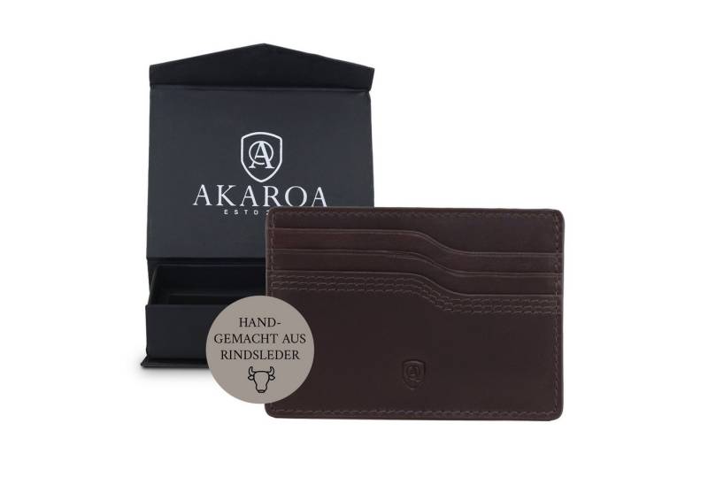 AKAROA Geldbörse Carlo, schlanker Cardholder im Querformat 7 x 10 cm, handgemacht aus Rindsleder von AKAROA