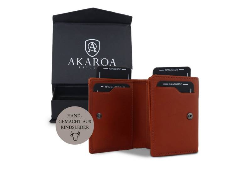 AKAROA Geldbörse Henry, Slim wallet mit 10 Kartensteckplätze 7,5 x 9,5 cm, Handgemacht aus Rindsleder von AKAROA
