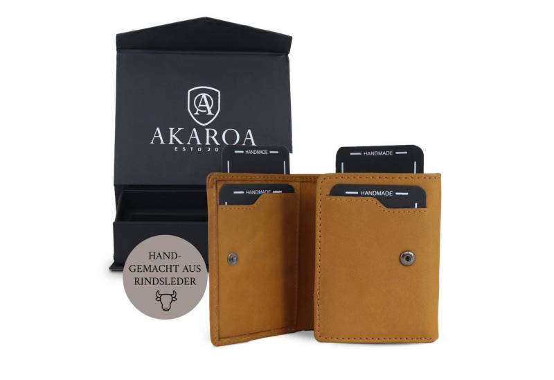AKAROA Geldbörse Henry, Slim wallet mit 10 Kartensteckplätze 7,5 x 9,5 cm, Handgemacht aus Rindsleder von AKAROA