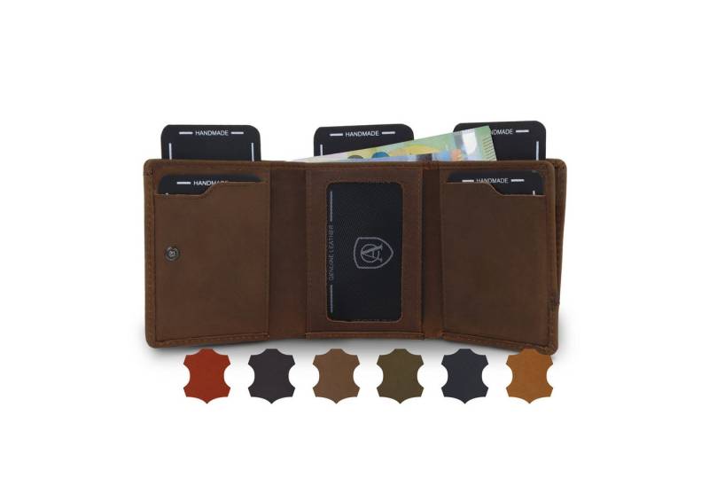 AKAROA Geldbörse Henry, Slim wallet mit 10 Kartensteckplätze 7,5 x 9,5 cm, Handgemacht aus Rindsleder von AKAROA