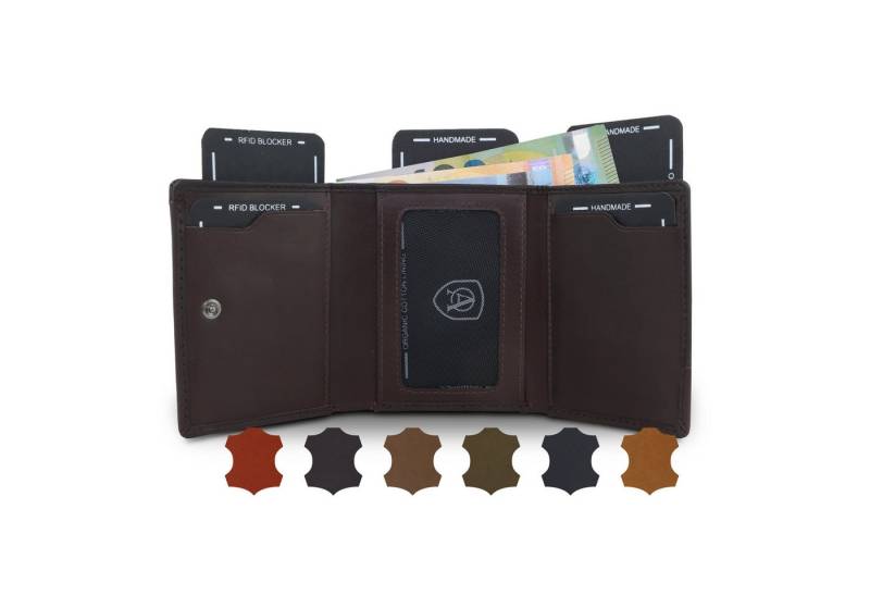 AKAROA Geldbörse Henry, Slim wallet mit 10 Kartensteckplätze 7,5 x 9,5 cm, Handgemacht aus Rindsleder von AKAROA