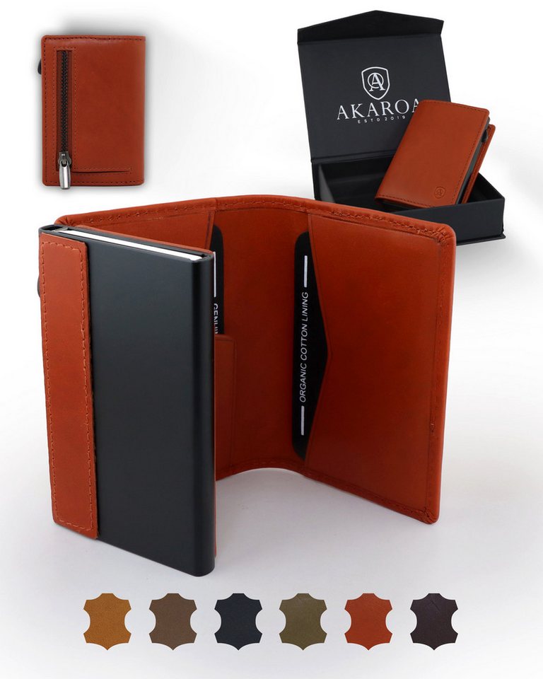 AKAROA Geldbörse Kartenetui Slim Wallet PELLE – Popup Cardholder mit Kartenauswurf von AKAROA