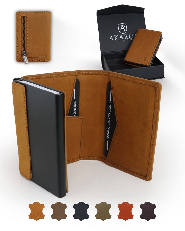 AKAROA Geldbörse Kartenetui Slim Wallet PELLE – Popup Cardholder mit Kartenauswurf von AKAROA