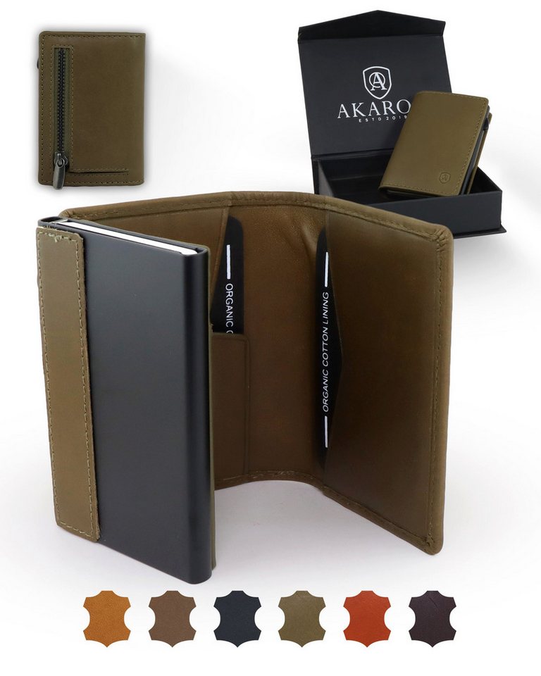 AKAROA Geldbörse Kartenetui Slim Wallet PELLE – Popup Cardholder mit Kartenauswurf von AKAROA
